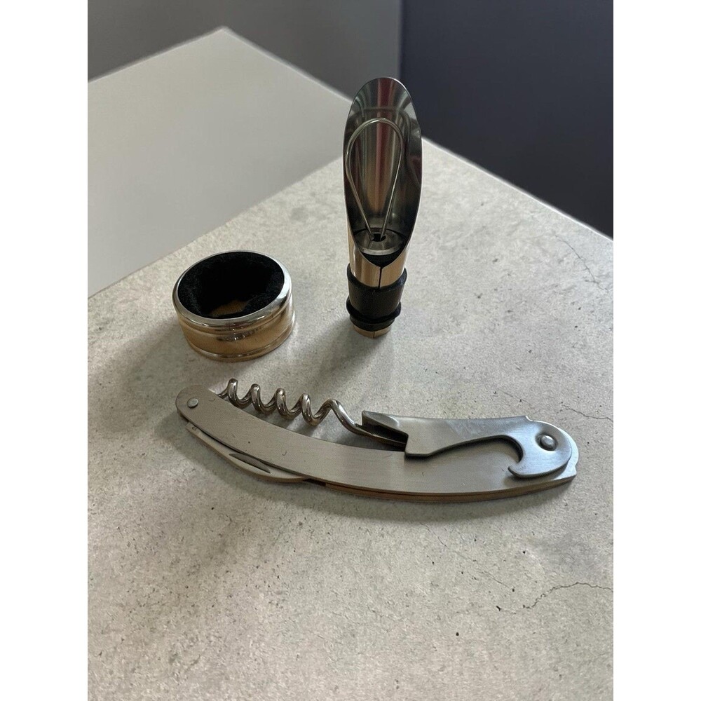 Wine Accessory Set Corkscrew Bottle Opener Pourer Stopper Drip Ring Stainless